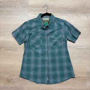 Dixxon Flannel‎ Company Plaid Short Sleeve Button Up Women’s M Color Green